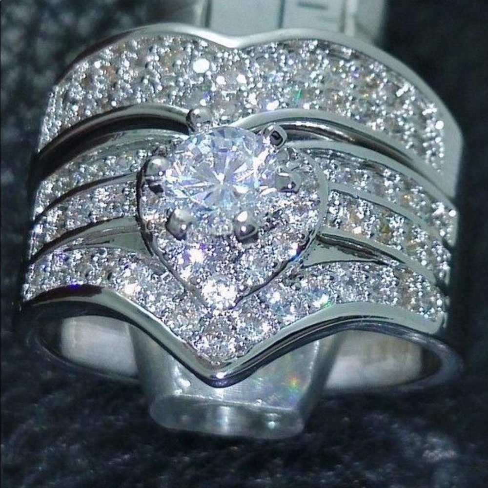 Silver 2 PC ring set Topaz & CZ Gem